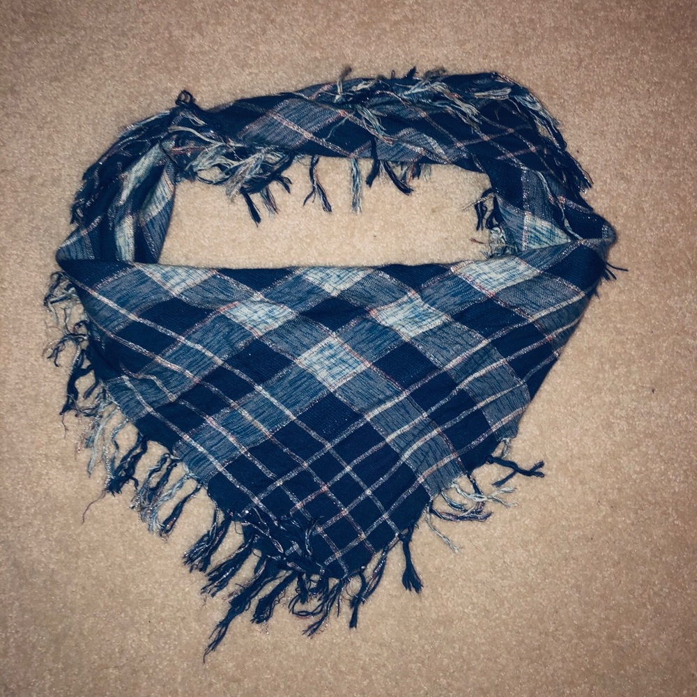 Blue, purple, plaid scarf
